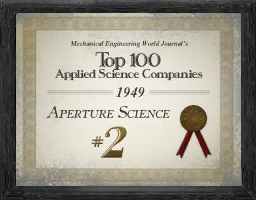 Top 100 Applied Science Companies 1949, Aperture Science #2